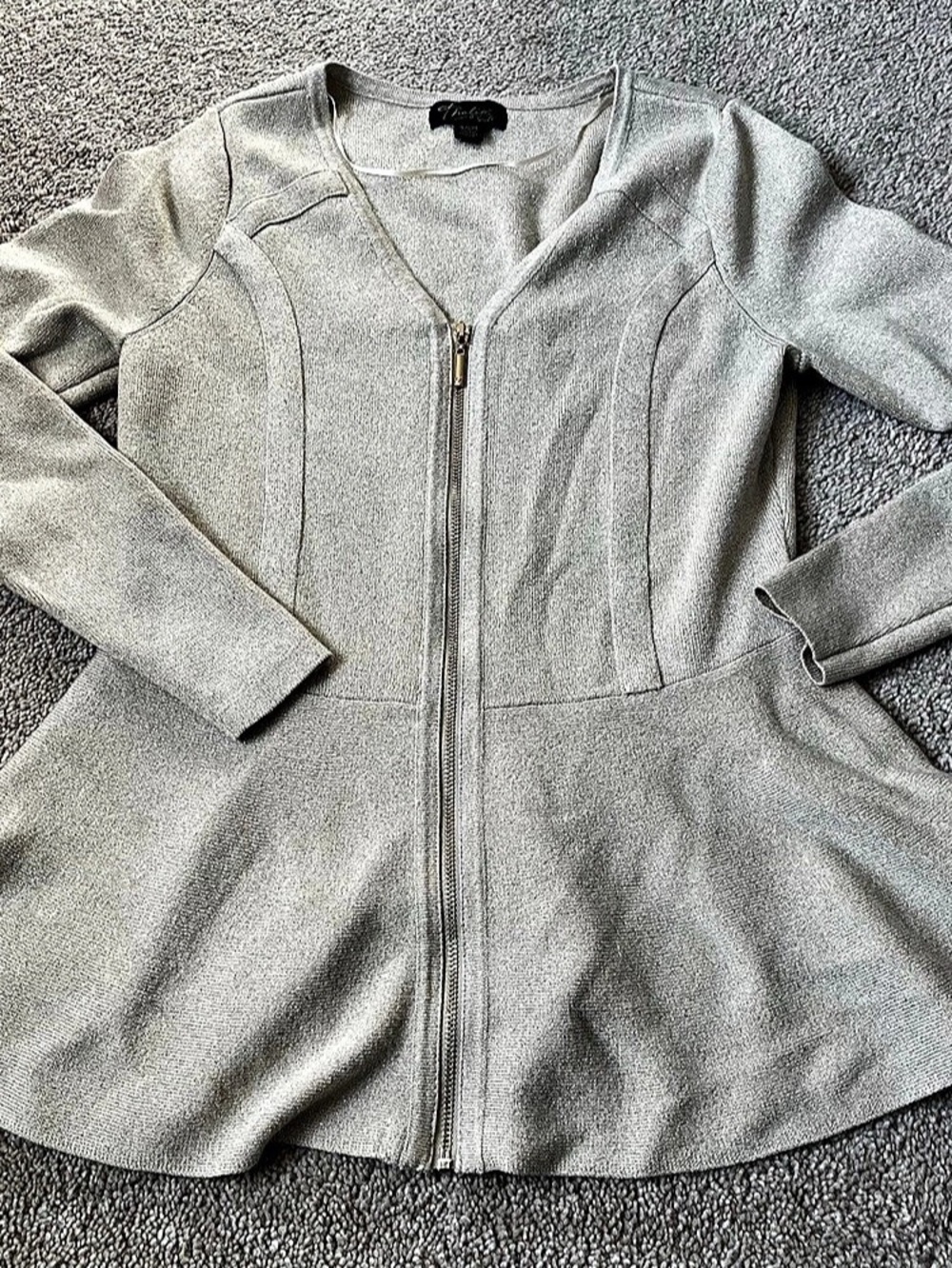 Gold Sparkle Zip up Sweater Size Small